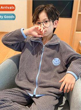 Boys pajamas 2023 spring and fall new facecloth big children
