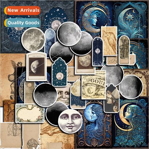 Vintage Moonlight Theme Pack of 8 Material Paper Stickers DI