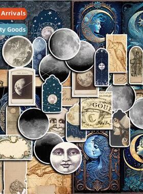 Vintage Moonlight Theme Pack of 8 Material Paper Stickers DI