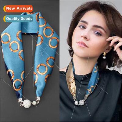 Lazy magnetic suction buckle silk scarf female summer thin s