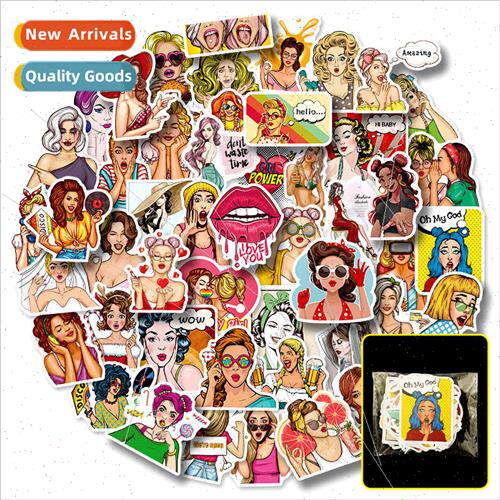 50 pieces of Pop Girl Stickers Hip Hop Pop Comic Style ggage