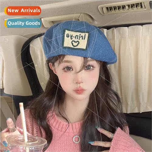 Hat female Korea versatile cowboy beret cute show face small