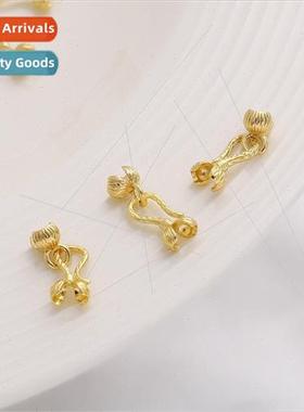Electroplated 14k gold-plated fish hook-shaped double wrappe