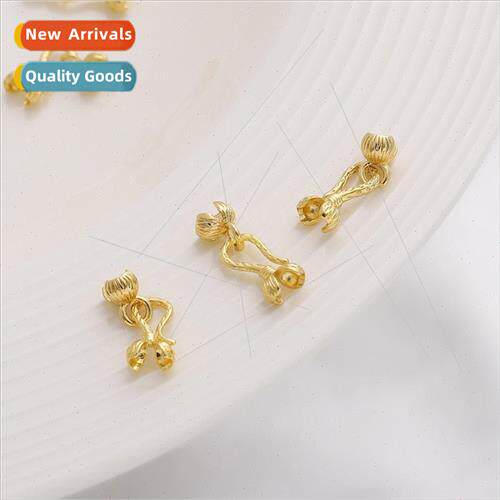 Electroplated 14k gold-plated fish hook-shaped double wrappe