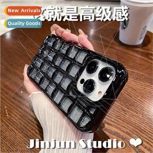 phone case gradient plaid glitter plating apple Cubic ins