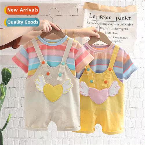 2023 childrens summer new backpack pants two-piece Korean  o