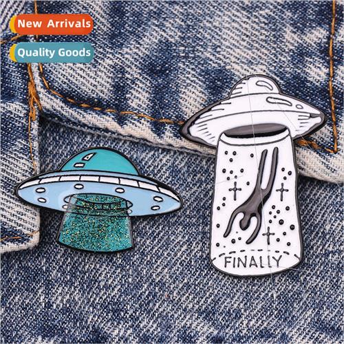 Mysterious Alien Spaceship Alien Brooch Finally New Metal Ba
