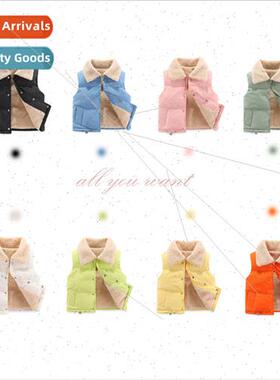 Childrens 2023 new shaking grain velvet vest girls fall and