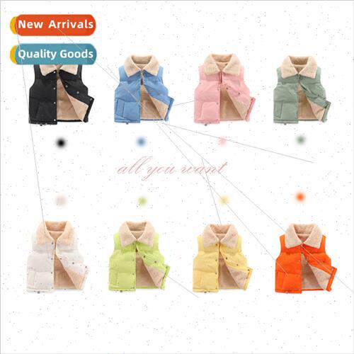 Childrens 2023 new shaking grain velvet vest girls fall and