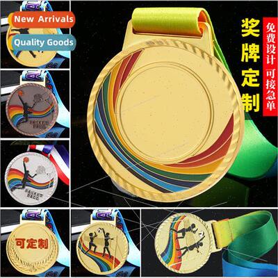 Zinc alloy gold silver and copper hanging medal race maratho