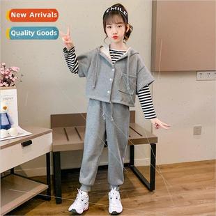 clothing girls fashion 2023 suit childrens leisure fall new