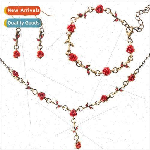 New Mori  French girl rose necklace jewelry set combination