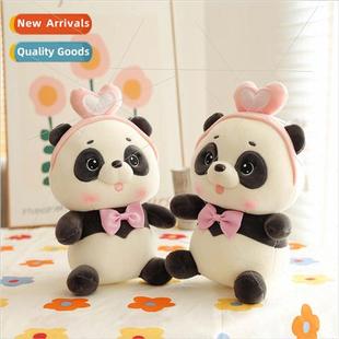 plush creat bow pillow animal toy doll panda tie cartoon New