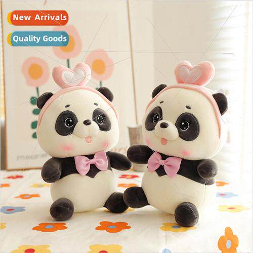 New cartoon bow tie panda doll plush toy animal pillow creat