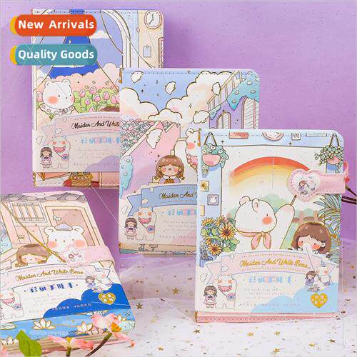 Selected 32k white bear and girl color page magnetic buckle