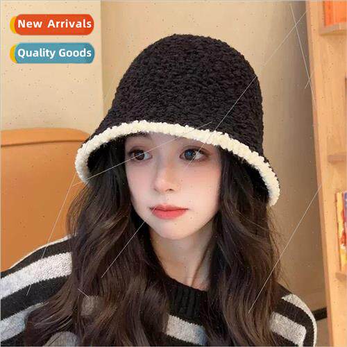 Black plush fishermans hat female 2023 new fall and winter w