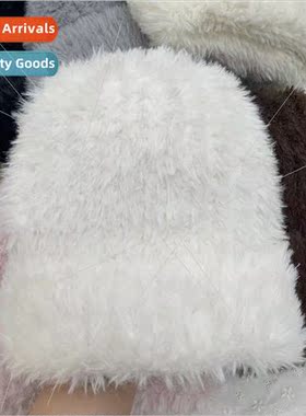 Plush knitted wool cap warm thickened big head circumference