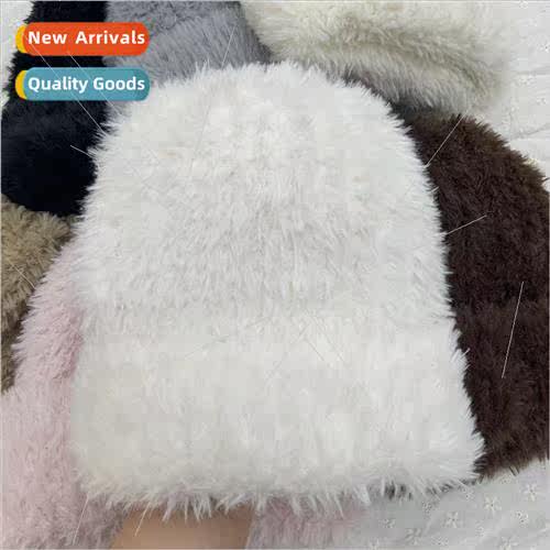 Plush knitted wool cap warm thickened big head circumference