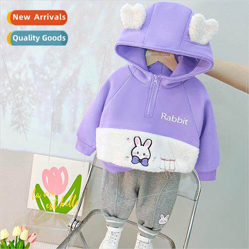 Girls hooded padded sweater pants two-piece new fall and win