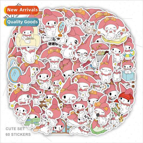 60 new pink bunny graffiti stickers decorative luggage noteb
