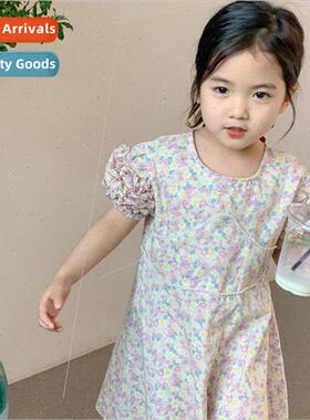Korea girls dress 2023 summer dresses childrens flowers bubb
