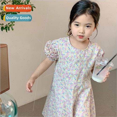 Korea girls dress 2023 summer dresses childrens flowers bubb