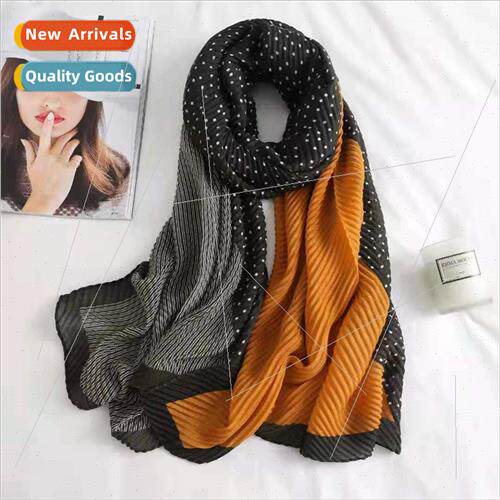New pressed wrinkled scarf cotton linen long scarf female Ko