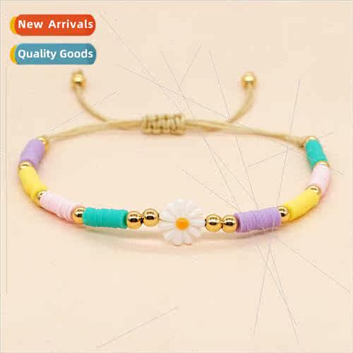 ins bohemian fresh soft ceramic gold beads hand beaded white