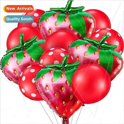 New strawberry aluminum film balloon latex balloon chain pac