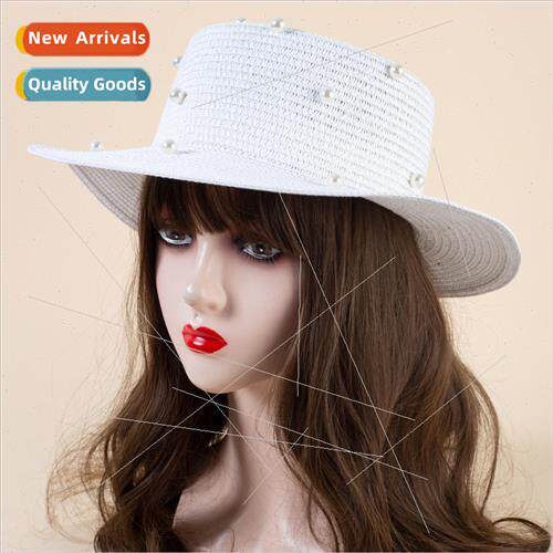 Hat female summer pearl straw hat straw hat sun hat large br