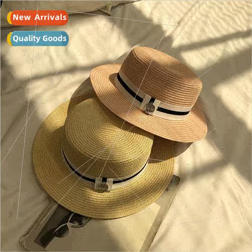 Hat female Korean flat-top casual beach straw hat summer sun