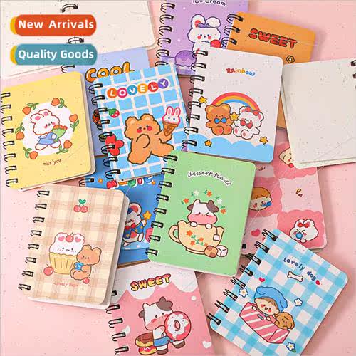 Cartoon bear side flip coil book students portable pocket no