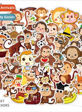 50 cute monkey stationery stickers suitcase cups notebook wa