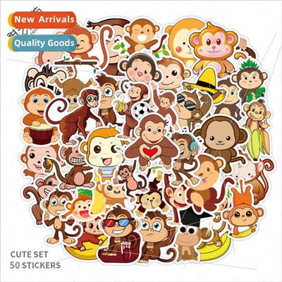 50 cute monkey stationery stickers suitcase cups notebook wa