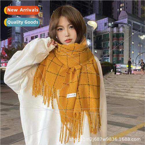 2023 new plaid scarf winter Korean  of the imitation cashmer
