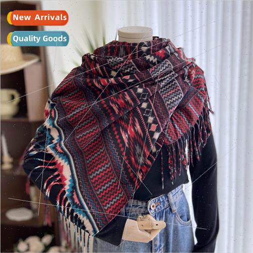 Fall and winter scarf female faux cashmere double-sided prin