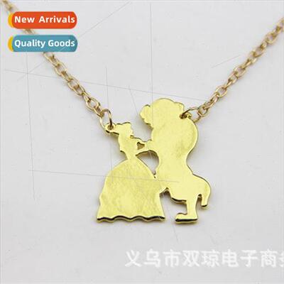 Beauty and the Beast Necklace Gold Charm Jewelry