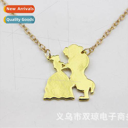 Beauty and the Beast Necklace Gold Charm Jewelry