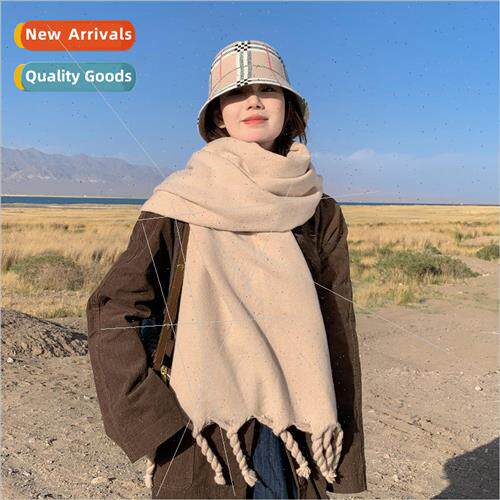 Solid color twist tassel scarf female fashion warm soft thic