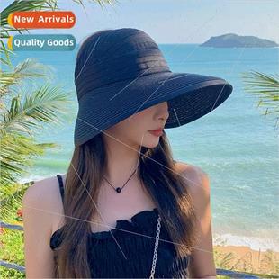 brim hat straw top hollow large webbing female Korea 2023