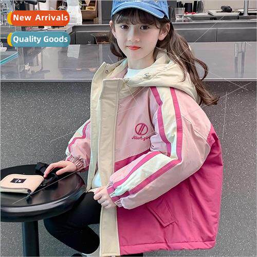 Girls clip cotton jacket winter 2023 new little girl winter