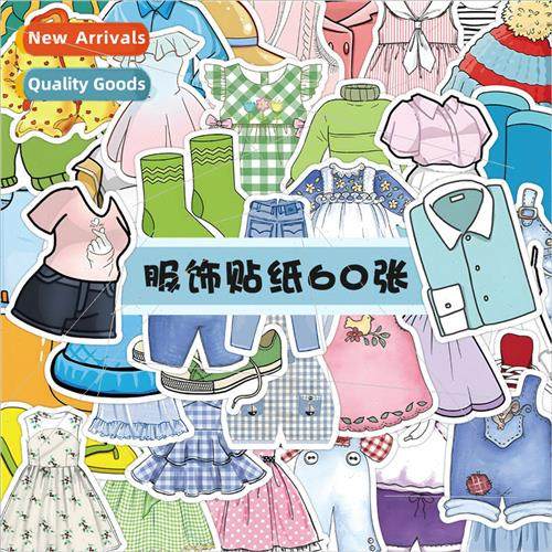 60 pcs of cute clothing stickers cartoon t-shirt dress dress