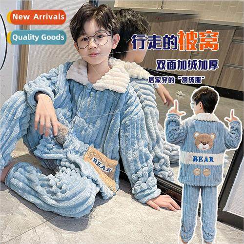 Childrens pajamas boys facecloth fall and winter thickened p