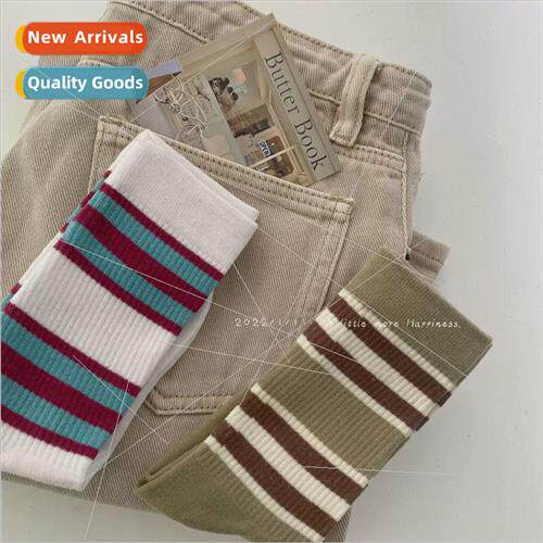 Socks womens mid-calf socks spring and autumn striped high o