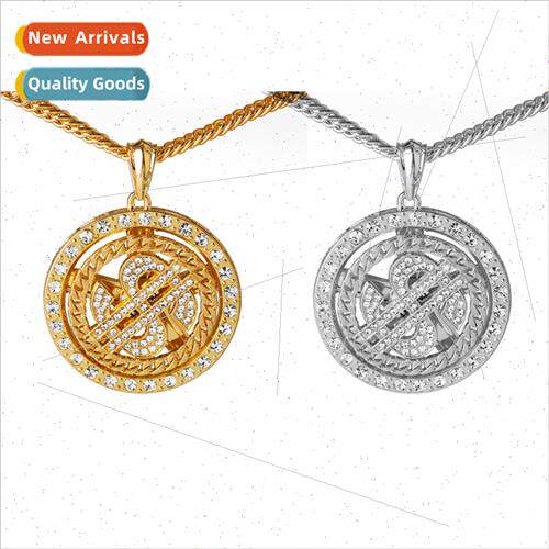 Personalized exaggerated rotatable diamond encrusted dollar