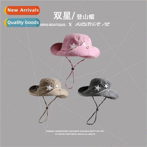2023 new retro  washed cowboy double star fisherman hat suns