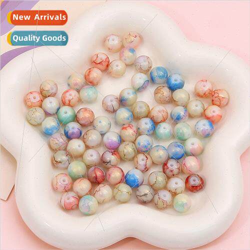 10mm glass beads halo dyed gold powder round beads loose diy
