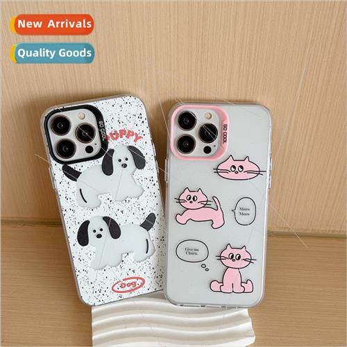ins splash ink bottom cartoon small white dog 适用 iPhone 14
