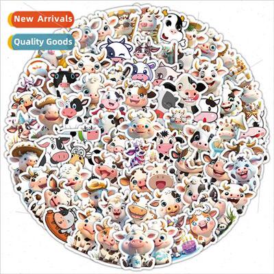 100 cartoon cow children graffiti stickers stationery box lu