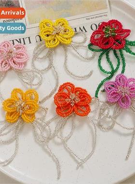 Vacation  aesthetic crystal tassel flowers diy handmade weav